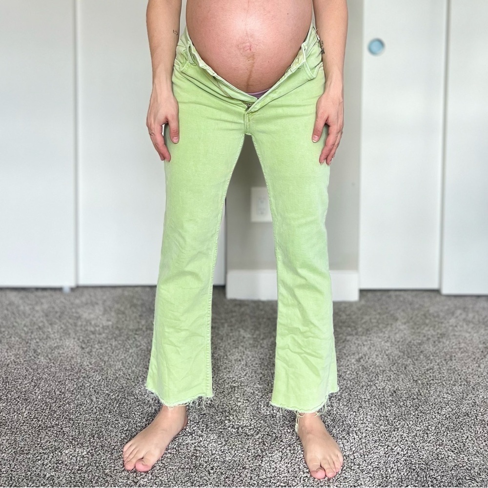 Zara High Rise KickFlare Jeans – Soft Girl 
Pastel Retro Style - Pistachio Green - Picture 2 of 11